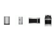 Frigidaire Gallery 4 Smudge-Proof STAINLESS APPLIANCE : 5brs Gas Range Convection Oven Air Fry Griddle, 1.9CF OTR MW 400 CFM, 52 dBA Fully Integrated OrbitClean Dishwasher ENERGY STAR, 36 Inch Freestanding Side by Side Refrigerator Filtered Water/Ice