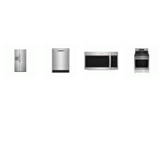 Frigidaire Gallery 4 Smudge-Proof STAINLESS : Gas Range Convection Oven Air Fry, 1.9CF OTR MW 400CFM, 52dB OrbitClean Dishwasher, 36 Inch 26CF Side by Side Refrigerator EXT WD