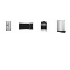 Frigidaire Gallery 4 Smudge-Proof STAINLESS : Gas Range Convection Oven Air Fry, 1.9CF OTR MW, 51 dBA Dishwasher , 36 Inch 26CF Side by Side Refrigerator EXT WD