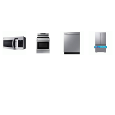 Samsung 4 STAINLESS STEEL PKG: Electric Range Convection+ Oven Air Fry Non-Stick Griddle, OTR MW, 53DBA DISHWASHER, Counter Depth French Door Refrigerator Dual Auto Ice Maker