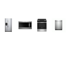 Whirlpool 4 STAINLESS STEEL APPLIANCE PACKAGE : 30 inch Slide In Gas Range Oven Self Clean, 1.9 OTR Microwave 300 CFM Steam Cooking, Fully Integrated Dishwasher 51 dBA 3rd Rack ENERGY STAR, 36 Inch 24.6 Cu. Ft. Side-by-Side Refrigerator External Wate