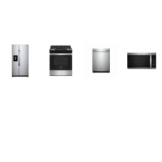Whirlpool 4 STAINLESS : Slide In Gas Range Oven Self Clean, 1.9 OTR Microwave, Dishwasher 51 dBA 3rd Rack, 36 Inch 24.6 Cu. Ft. Side-by-Side Refrigerator External WD