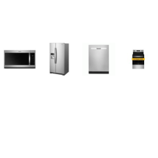 Whirlpool 4 Stainless : ELECTRIC RANGE OVEN, OTR MW, 51 dBA DW, 33"W SBS FRIDGE