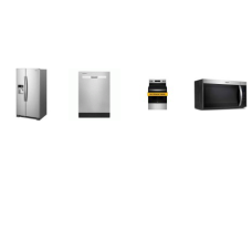 Whirlpool 4 Stainless : ELECTRIC RANGE OVEN, OTR MW, 55 dBA DW, 33"W SBS FRIDGE