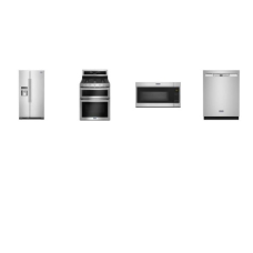 Maytag 4 FINGERPRINT RESISTANT STAINLESS STEEL APPLIANCE PACKAGE : Gas Range Double Ovens True Convection, 1.7 cu. ft. Over-the-Range Microwave 300 CFM, ENERGY STAR 50 dB Stainless Interior Dishwasher, 24.5 Cu. Ft. Side-by-Side Refrigerator Ice and W