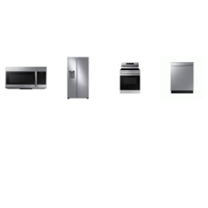 Samsung 4 STAINLESS : Electric Range Oven, 1.7cf OTR MW 300CFM, Dishwasher 51DBA, 36 Inch Side by Side Refrigerator WD