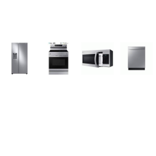 Samsung 4 STAINLESS : Electric Smoothtop Range Convection Oven Air Fry Self Clean, 1.6cf OTR MW 300CFM, Dishwasher 51DBA, 36 Inch Side by Side Refrigerator WD