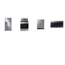 Samsung 4 STAINLESS : Electric Smoothtop Range Convection Oven Air Fry Self Clean, 2.1cf OTR MW 400CFM, Dishwasher 51DBA, 36 Inch Side by Side Refrigerator WD