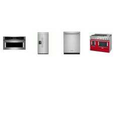 Kitchenaid 4 Appliance Package : 25.1 Cu. Ft. 42 inch Built-In Side-by-Side Refrigerator, 27 inch Built In Convection Microwave Oven, 44 dBA Dishwasher FreeFlex Third Rack LED Lighting, 48'' Smart Commercial-Style Gas Range Griddle True Convection Ov