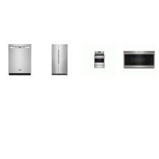 Maytag 4 FINGERPRINT RESISTANT STAINLESS : Gas Range Convection Oven Air Fry, OTR MW, Dishwasher 50 dBA, 36 Inch Side-by-Side Refrigerator 24.9 Cu. Ft.