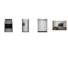 Kitchenaid 4 Stainless : Electric Range True Convection Oven,  Flush Built-In Design OTR MW 400 CFM, 47 DBA Dishwasher, Side-by-Side Refrigerator Exterior WD