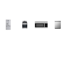 LG 4 STAINLESS STEEL PACKAGE: Gas Smart Range 5 Sealed Burners 5.8 Cu. Ft. Convection Oven Air Fry Self Clean Griddle, 1.7CF OTR MW 300 CFM EasyClean, 50 dB Dishwasher Stainless Tub ENERGY STAR, 30 Inch French Door Refrigerator External Water Ice Mak