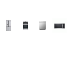 LG 4 STAINLESS : Gas Range Convection Oven Air Fry Griddle, 1.8CF OTR MW, Dishwasher Stainless Tub, 30 Inch French Door Refrigerator External WD