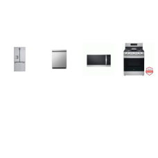 LG 4 STAINLESS : Gas Range Convection Oven Air Fry Griddle, 1.8CF OTR MW, Dishwasher Stainless Tub, 30 Inch French Door Refrigerator External WD