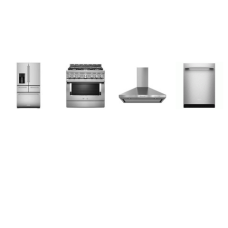 Kitchenaid 4 Stainless : 36 inch Commercial-Style 6Brs Gas Range True Convection Oven, 41 dBA Dishwasher, French 5-Door Refrigerator Exterior Ice and Water Dispenser In-Door-Ice, Wall Mount Canopy Hood 400 CFM