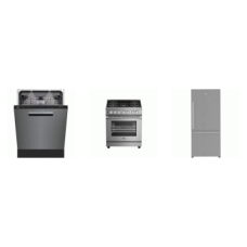 beko 3 Stainless Steel Appliance Package : 30 inch Pro-Style Slide In Gas Range Twin Turbo Convection Oven AirFry, 45 dBA 3rd rack Stainless Interior Dishwasher ENERGY STAR, 30 inch Counter Depth Bottom Freezer Refrigerator