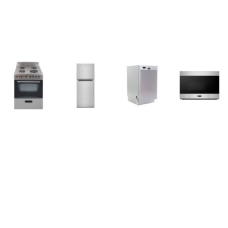 Stainless Steel 4 APT SIZE APPLIANCE PKG: 18 inch Dishwasher 53 dBa, 24 inch Electric Coil Range Deluxe See-Thru Glass Oven, 24 Inch Over-the-Range Microwave 300 CFM, 11.6 cu. ft. 24 inchW Top Freezer Refrigerator