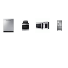 SAMSUNG 4 STAINLESS STEEL APPLIANCE PKG : 5BRS GAS RANGE Convection Oven Air Fry Griddle, 1.6cf OTR MW 300CFM, Fully Integrated Dishwasher 48 dBA 3rd Rack ENERGY STAR, 30 inchW French Door Refrigerator Ice Maker EXT Water Dispenser