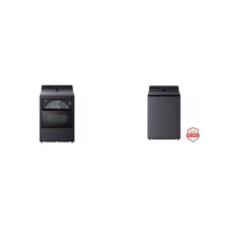 LG EasyLoad Door and AI Sensing Energy Star 5.5 cu. ft. Smart Top Load Washe And 7.3 cu. ft. Rear Control Electric Dryer - MATTE BLACK - LG EasyLoad Door and AI Sensing Energy Star 5.5 cu. ft. Smart Top Load Washe And 7.3 cu. ft. Rear Control Electric Dryer - MATTE BLACK -