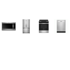 Whirlpool 4 STAINLESS STEEL APPLIANCE PACKAGE : 30 inch Slide In Gas Range Oven Self Clean, 1.7CF OTR MW 300 CFM, Dishwasher 55 dBA, 36 Inch 25.2 Cu. Ft. French Door Refrigerator Interior Water Dispenser Factory Installed Ice Maker