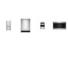 Maytag 4 STAINLESS  : 5 Burners Gas Range Air Fry Convection Oven, 1.7 cu. ft. Over-the-Range Microwave 300 CFM, 24 Inch Fully Integrated Dishwasher 51 dBA, 33 Inch Drawer Bottom-Freezer Refrigerator Ice Maker Energy Star