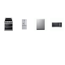 LG 4 STAINLESS APPLIANCE PKG: 5ELE Ceramic Glass Electric Range Double Oven ProBake Convection, TrueSteam Dishwasher 46 dBA Stainless Interior 3rd Rack ENERGY STAR, 1.8CF OTR MW 300CFM Sensor Cook, 30 Inch French Door Refrigerator External Water Ice 