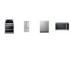 LG 4 STAINLESS : Electric Range Double Oven ProBake Convection, TrueSteam Dishwasher 46 dBA, 1.8CF OTR MW Sensor Cook, 30 Inch French Door Refrigerator External Water Ice 