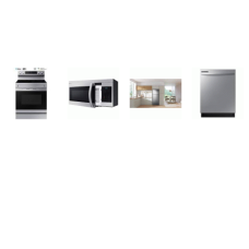 Samsung 4 STAINLESS STEEL PKG: Electric Smoothtop Range 5 Element Convection Oven No-Preheat Air Fry Self Steam Clean, 1.6cf OTR MW 300CFM, Fully Integrated Dishwasher 53DBA, 28 Inch Top-Freezer Refrigerator