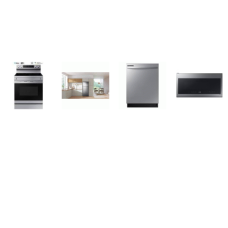 Samsung 4 STAINLESS : Electric Smoothtop Range Convection Oven Air Fry, 2.1cf OTR MW 400CFM, Fully Integrated Dishwasher 53DBA, 28 Inch Top-Freezer Refrigerator