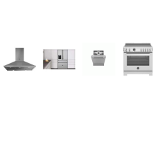 Bertazzoni 4 STAINLESS STEEL APPLIANCE PKG : 36 Inch 5 Elements Induction Range Self-Cleaning Convection Oven, 36 Inch Chimney Wall Mount Range Hood 600 CFM, 24 Inch Fully Integrated Built-In Dishwasher stainless steel Interior 42 dB, 36 Inch Counter