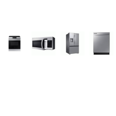 SAMSUNG 4 STAINLESS : Slide In Electric Range Convection Self Clean Oven, OTR MW, 53 dBA Dishwasher, 31CF French Door Refrigerator EXT WD Four Types of Ice
