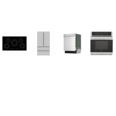 4 STAINLESS APPLIANCE PACKAGE : Frigidaire 36" Induction Cooktop, 30'' Single Electric Wall True Convection Oven, And Sharp 36 Inch French 4-Door Counter Depth Refrigerator W/Ice Maker, 49 dB Dishwasher