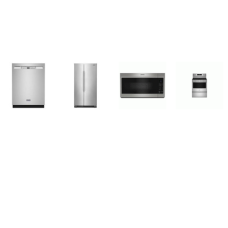 Maytag 4 STAINLESS  : Electric Range Convection Oven Air Fry, OTR Microwave, STAINLESS INTERIOR  Dishwasher 50 dBA, 36-Inch Wide Side-by-Side Refrigerator WD