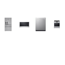 LG 4 STAINLESS STEEL PACKAGE: 30 Inch Slide-in Induction Smart Range 5 Elements Oven Convection Air Fry, 2.1F OTR MW 400 CFM ExtendaVent, Fully Integrated Smart TrueSteam Dishwasher 3rd Rack 42 dBA, 36 Inch Counter Depth 4 Door Smart French Door Refr