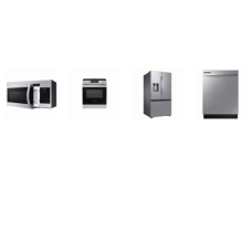 Samsung 4 STAINLESS STEEL PKG: Smart Slide-in Gas Range Air Fry & Convection Oven, 1.6cf OTR MW 300CFM, Fully Integrated Dishwasher 53DBA, 36 Inch Smart French Door Door Refrigerator 30.5CF Dual Auto Ice Maker External Dispensers