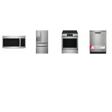 Frigidaire Gallery 4 Smudge-Proof STAINLESS : Slide-In Electric Range Convection Oven Air Fry, 1.9CF OTR MW 400 CFM, 45dBA Dishwasher, 36 Inch Counter-Depth French 4-Door Refrigerator External Ice/Water Dispens