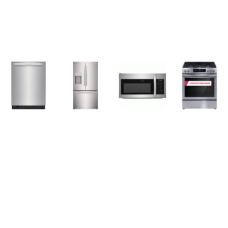 Frigidaire 4PCS STAINLESS : SLIDE IN Gas Range Convection Bake Oven, 1.8CF OTR MW, 49 dBA Stainless Interior Dishwasher 3rd Rack, Counter Depth French Door Refrigerator External WD
