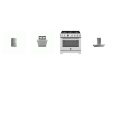 Bertazzoni 4 STAINLESS STEEL APPLIANCE PKG : PRO366BCFGMXT KT36XT DW24T3IXV REF36FDFIXNV