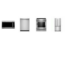 Kitchenaid 4 Stainless : Slide-In Electric Range Convection Oven, 2.0 CF OTR MW 300 CFM, 47 DBA Dishwasher, 33 inchW French Door Refrigerator Interior Water Dispenser Automatic Ice M