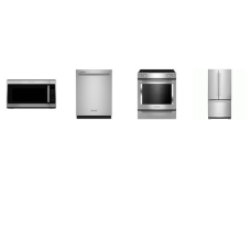 Kitchenaid 4 Stainless : Slide-In Electric Range Convection Oven, 2.0 CF OTR MW 300 CFM, 39 DBA Dishwasher, 33 inchW French Door Refrigerator Interior Water Dispenser Automatic Ice M