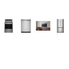 Kitchenaid 4 Stainless : Electric Range Even-Heat True Convection Oven, 2.0 CF OTR MW, 47 DBA Dishwasher, Counter-Depth French Door Refrigerator Interior Water Dis