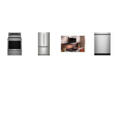 Kitchenaid 4 Stainless : Electric Range Even-Heat True Convection Oven, 1.9 CF OTR MW 400CFM, Third Level Jet Rack Dishwasher 41 dBA, Counter-Depth French Door Refrigerator Interior Water Dis
