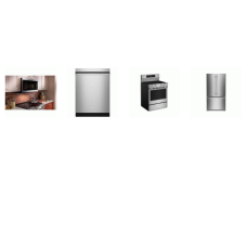 Kitchenaid 4 Stainless : Electric Range True Convection Oven Air Fry, 1.9 CF OTR MW 400CFM, Third Level Jet Rack Dishwasher 41 dBA, Counter-Depth French Door Refrigerator Interior Water Disp