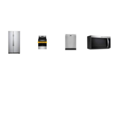 Whirlpool 4 STAINLESS : Smoothtop electric range Oven, 1.7CF OTR MW, Dishwasher 57 dBA, 25.1 Cu. Ft. 36 Inch Side-by-Side Refrigerator