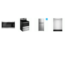 4 STAINLESS APPLIANCE : 52 dBA Dishwasher, 1.6CF OTR MW 300 CFM, Smooth Top Electric Range Self Clean Oven, 14.2CF 28 inchW Top Freezer Refrigerator