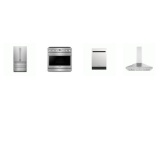 Thor Kitchen 4 Stainless : 36" Professional Gas Range Convection Fan Oven, 36" Chimney Range Hood 350CFM, Dishwasher 51dB, 36 Inch Counter-Depth French 4-Door Refrigerator W/ICE MAKER