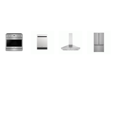 Thor Kitchen 4 Stainless : 36" Gas Range Convection Fan Oven, 36" Chimney Range Hood 350CFM, Dishwasher 51dB, 36 Inch Counter-Depth French Door Refrigerator Internal Water and Ice