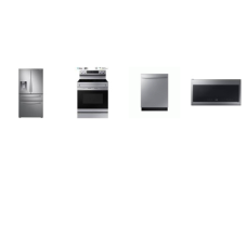 Samsung 4 STAINLESS : Range Convection Oven Air Fry Self Clean, 2.1CF OTR MW, Fully Integrated Dishwasher 51dBA, 28 cu. ft. 4-Door French Door Refrigerator External WD