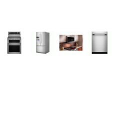 Kitchenaid 4 Stainless :  Electric Range Double True Convection Oven, 1.9 CF OTR MW 400 CFM, 41 DBA Dishwasher, 26.8CF French Door Refrigerator Exterior Ice and Water Dispenser