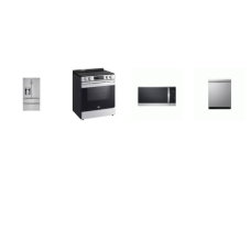 LG 4 STAINLESS STEEL PACKAGE: Slide-In Electric Range Self Clean Oven, 1.8CF OTR MW 300CFM, Dishwasher 44 dB Adjustable 3rd Rack, 28CF French 4 Door Refrigerator External Ice/Water Dispenser ENERGY STAR